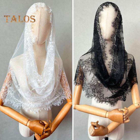 Voal din dantelă mireasă Dantela transparentă Mantilă subțire Broderie florală Culoare pură Sfântă Tradițională Epocă Nuntă Bal de absolvire Ocazii speciale Acoperire pentru cap