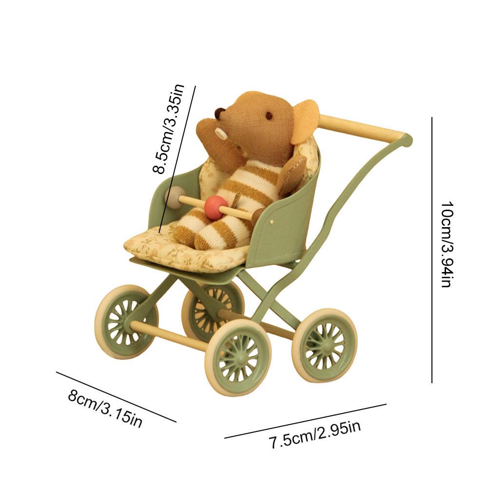 1:12 Miniature Artificial Furniture Baby Stroller Dollhouse Miniature Baby Carriage Dollhouse Furniture for  BJD OB11 Doll House