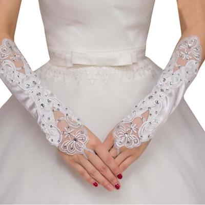 Hochzeit Show Party Kleidung Zubehör Tanz Handschuhe Frauen Miss Business Etikette Lange Satin Braut Handschuhe Mit Fingerlosen