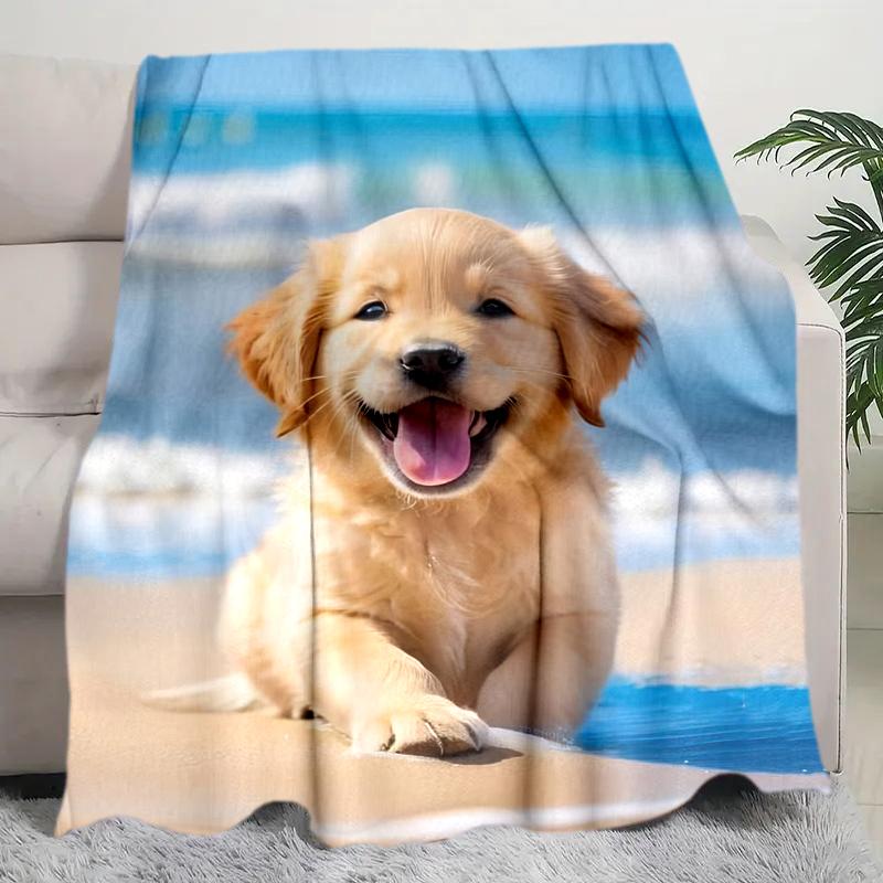 1PC Dog cute printed blanket, all season lightweight home office outdoor nap multifunctional blanket A7