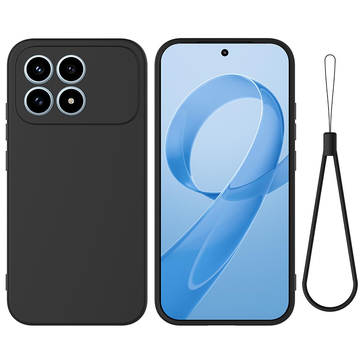 

For Xiaomi Poco F8 Pro Liquid Silicone Case Phone Back Cover with Hand Strap