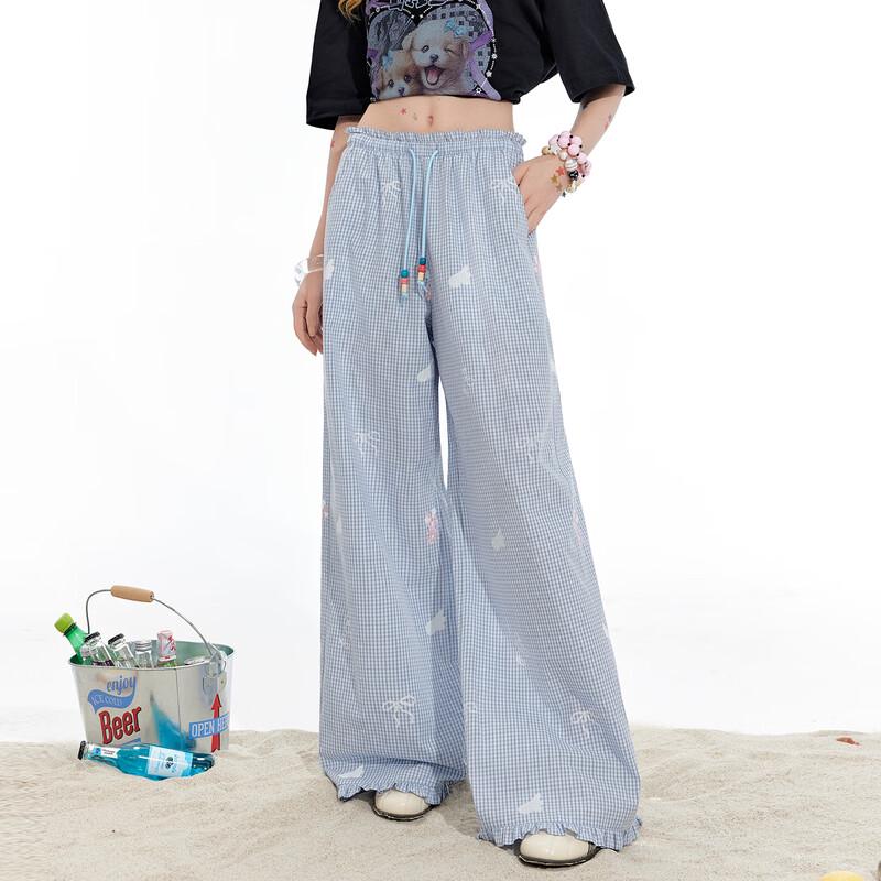 unifree Retro Plaid Print Casual Long Pants