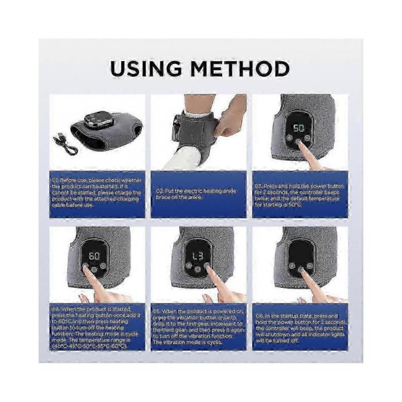 2X Emsense Foot Massager Wireless Portable Triple Method 3 Vibration Mode Heated Ankle Wrap for Home Office Travel