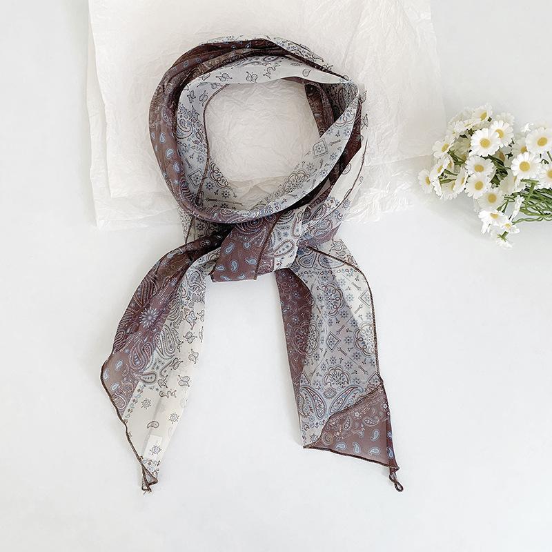 Nischenstilvoller Seiden-Farbblock-Schal - Vielseitiges dünnes Band für Hals oder Taille