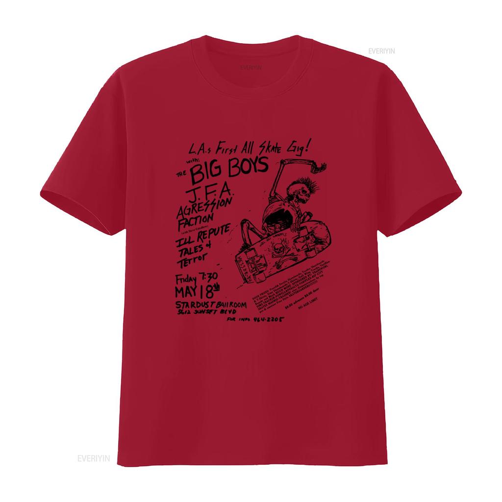 Big Boys JFA Aggression Faction Vintage Flyer Skate Gig T shirt Retro Punk Rock Style vintage Washed Stylish streetwear fashion
