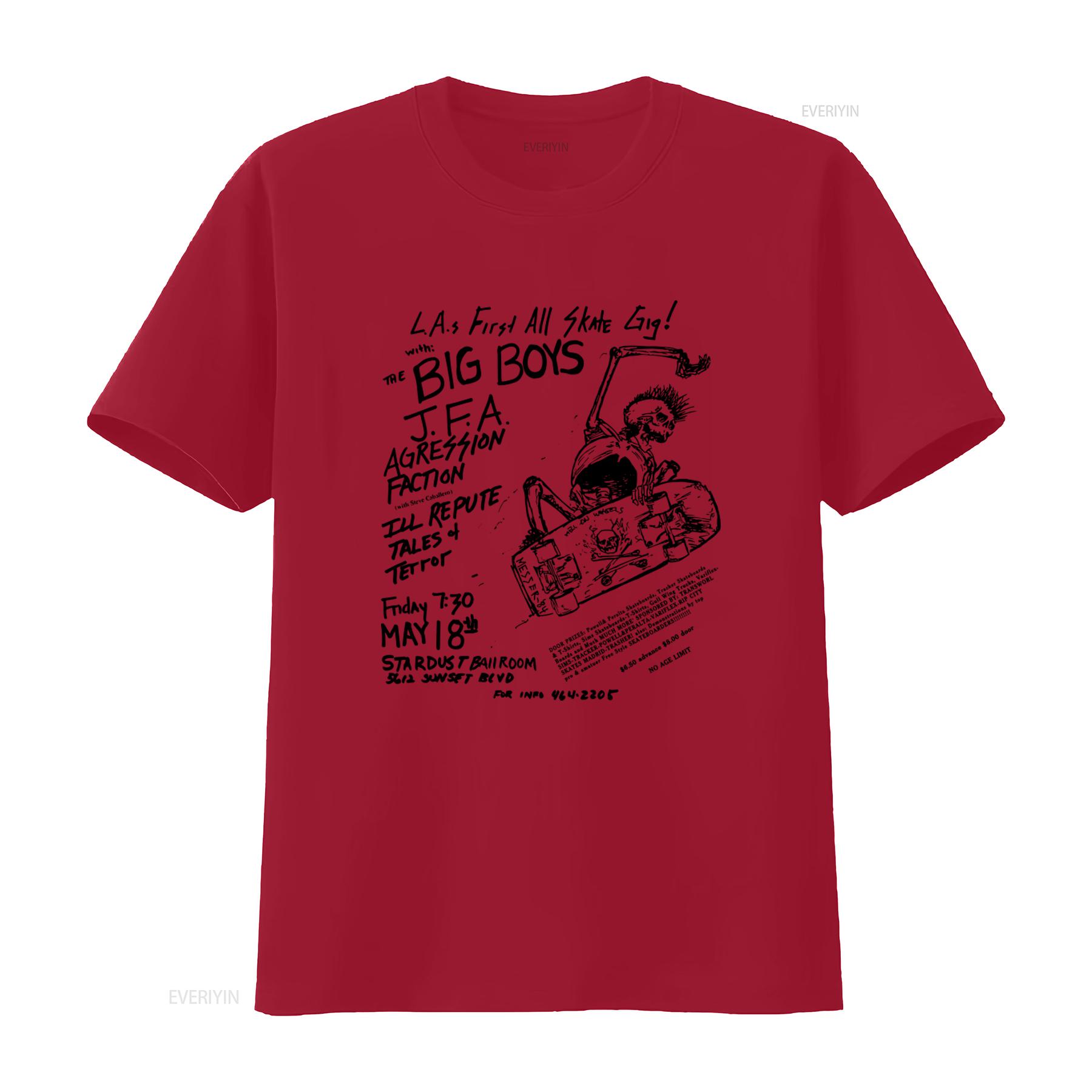 Big Boys JFA Aggression Faction Vintage Flyer Skate Gig T shirt Retro Punk Rock Style vintage Washed Stylish streetwear fashion S