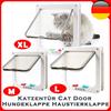 Cat Flap Door ABS Pet Gate with 4 Way Security Lock Cat Puppy Safety Gate Transparent Thin Cat Door Pet Doors and Sliding Door