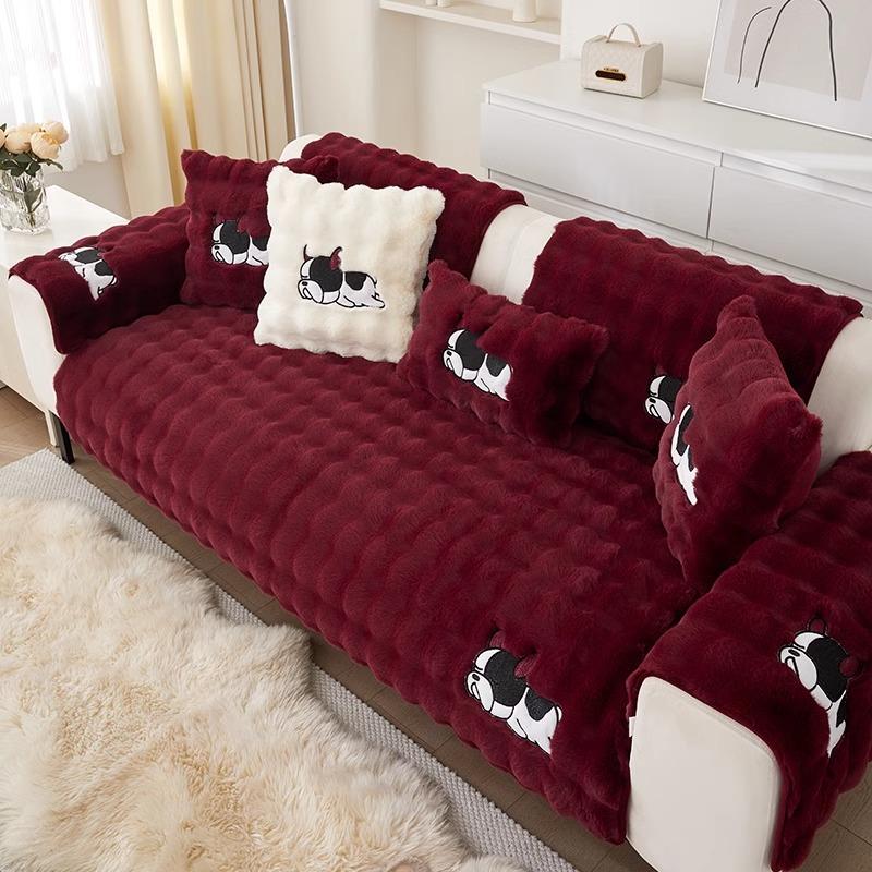 

Новая плюшевая подушка для дивана из искусственного кролика, зимняя нескользящая подушка для сиденья, утолщенный зимний кожаный чехол для дивана, накидка, ткань, полотенце 70*70cm