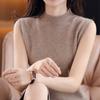 Sleeveless Semi High Neck Knitted Sweater for Women Camisole Solid Color Suit Casual Knit Sweater Pullover Spring and Autumn Vest