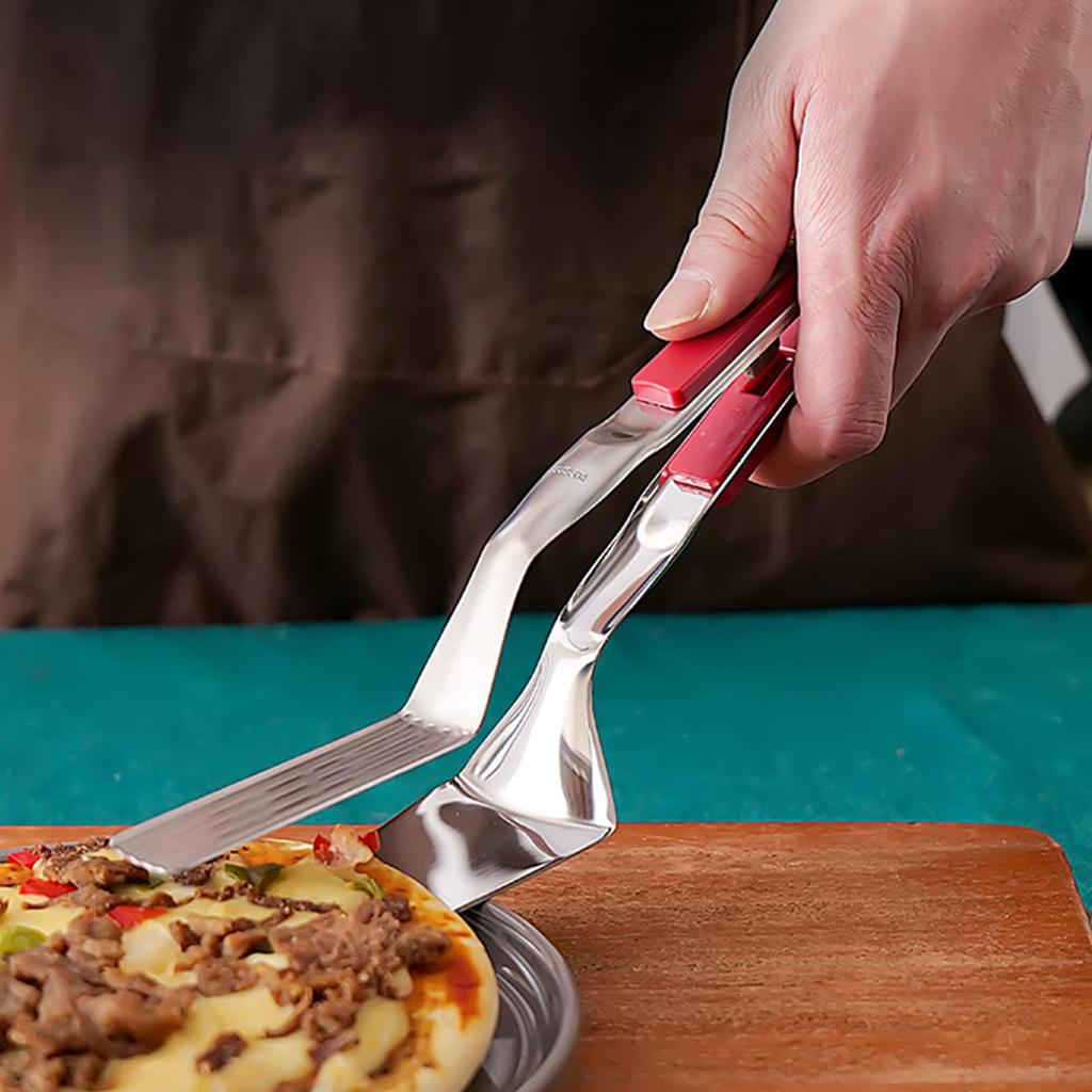 Pinze per Griglia in Acciaio Inossidabile Bloccabili Spatola Multiuso per BBQ Barbecue Campeggio Cucina all'Aperto Girare Hamburger Bistecche