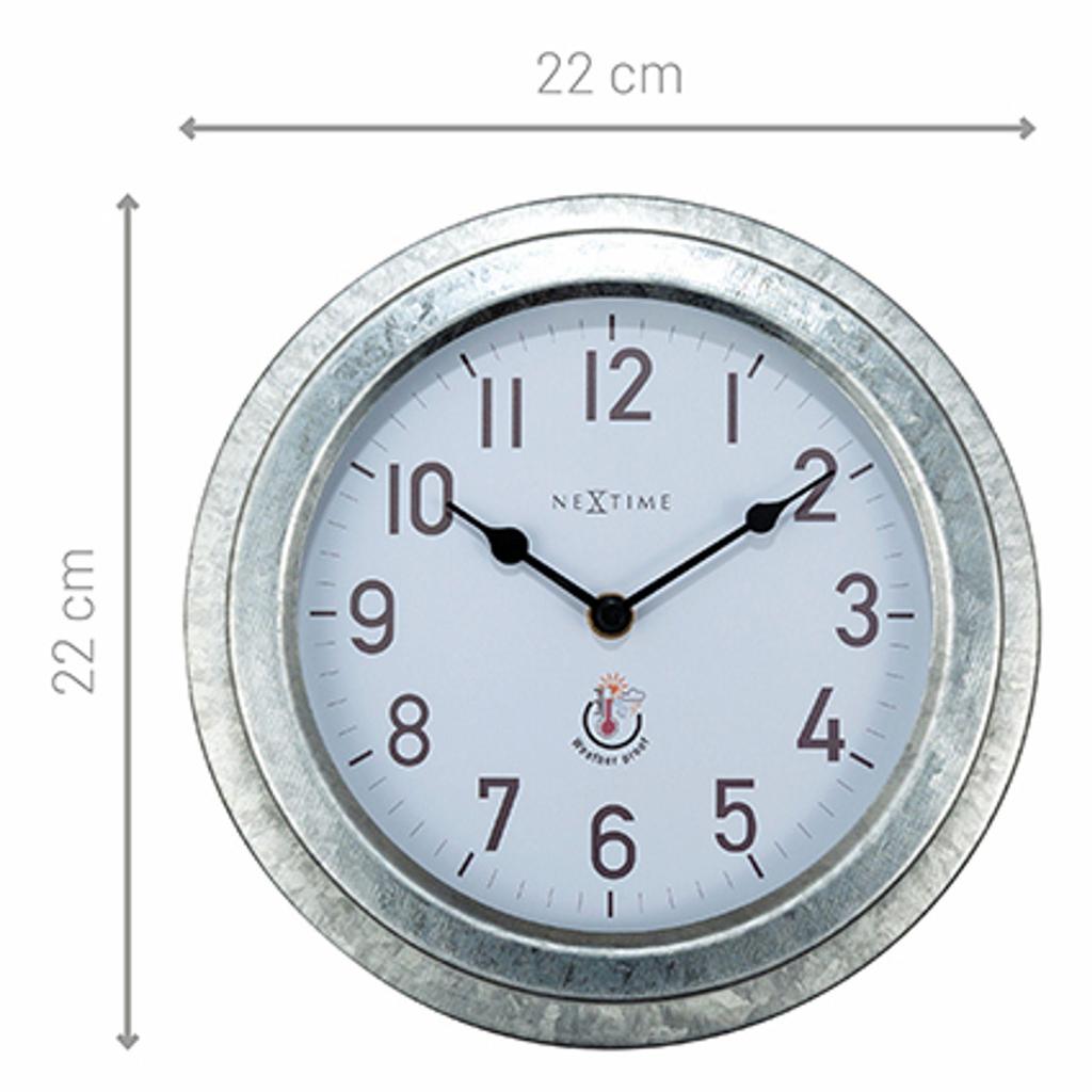 Nextime Poppy Galvanised Colour Wall Clock - 22cm