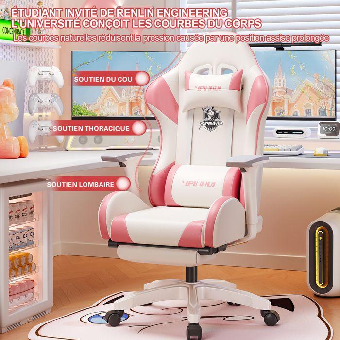 Fauteuil Gamer - FOXSPORT - Modèle Rose - Réglable en hauteur - Accoudoirs 3D - Charge 200KG