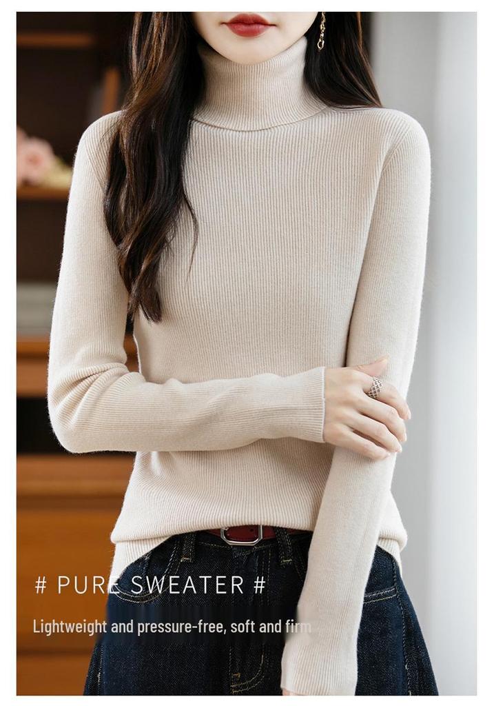 Women's Slim Fit High Collar Sweater - Warm, Versatile Base Layer for Autumn/Winter