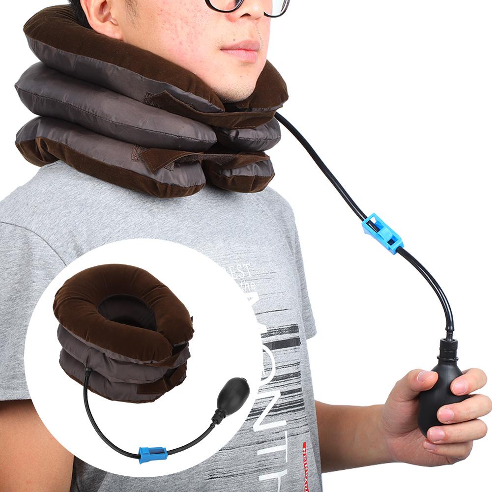 Inflatable Cervical Vertebra Tractor Protector Neck Brace Support Fixation Traction InstrumentCoffee