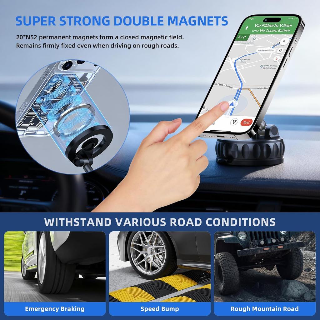 Vacuum Magnet Phone Bracket Multi-angles Adjustment Strong Magnetic Suck Design Foldable Car Holder For iphone Navigation Stand