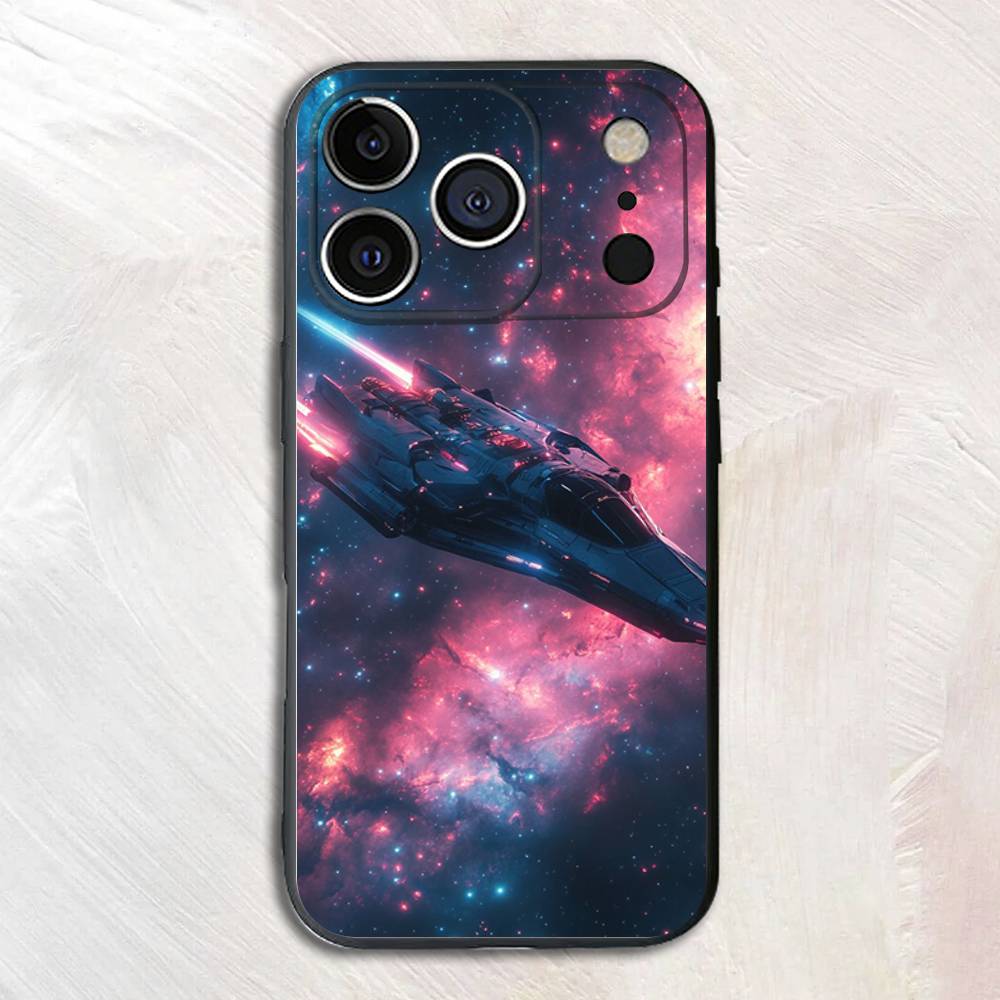 

Futuristic Spaceship Silicone Phone Case For iPhone 17,16,15,14,13,12 X XS Plus Pro Max Shockproof Soft Cover iPhone14Plus