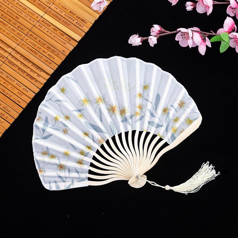 Hand Fold Fan Retro Adornment Woman Man Dance Props Wedding Living Room Cabinet Decor Bamboo Wood Silk Flower Folding Fan
