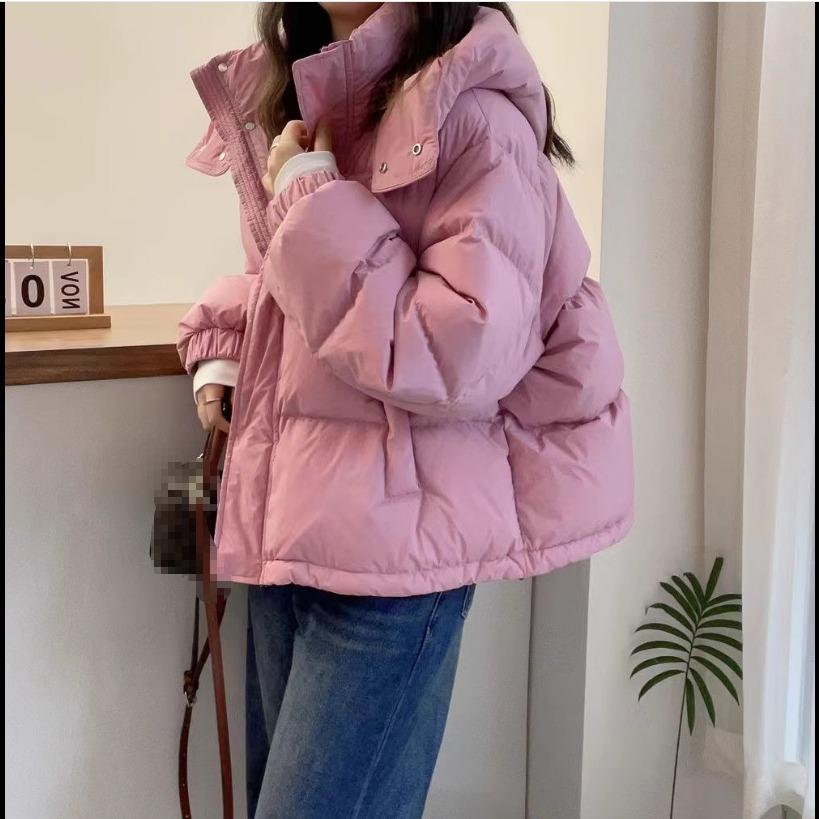 Fashion Maillard Short Hooded Down Padded Jacket Women's Winter Loose Thick Padded Jacket Trend