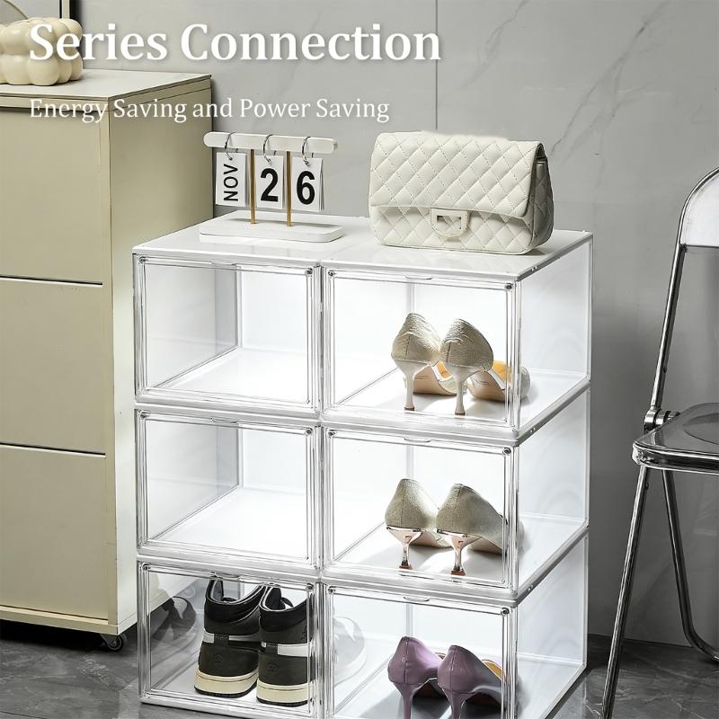Clear View LED Illuminated Shoe Storage Dustproof Design For Displaying Shoe Collections Domestic Setting