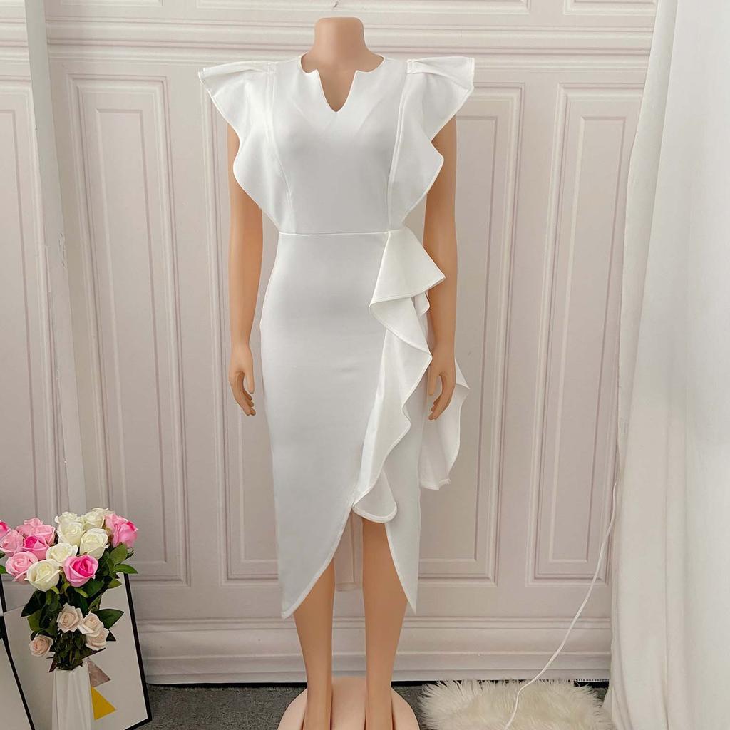 Vestido Plus Size Feminino Cor Sólida Plus Size Dividir Irregular Vestidos de Banquete Vestidos