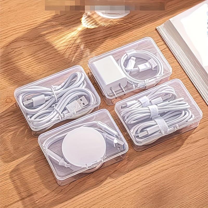 Plastic Cable Organizer Box Set with 7 Clear Storage Trunks-Non-Waterproof,Multipurpose Desktop Cord Management, Charging:able&Accessory Organization