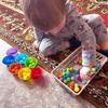 Colorful Early Education Toy Rainbow Counting Pompoms Pompoms Tweezers Toy  Kids Early Education