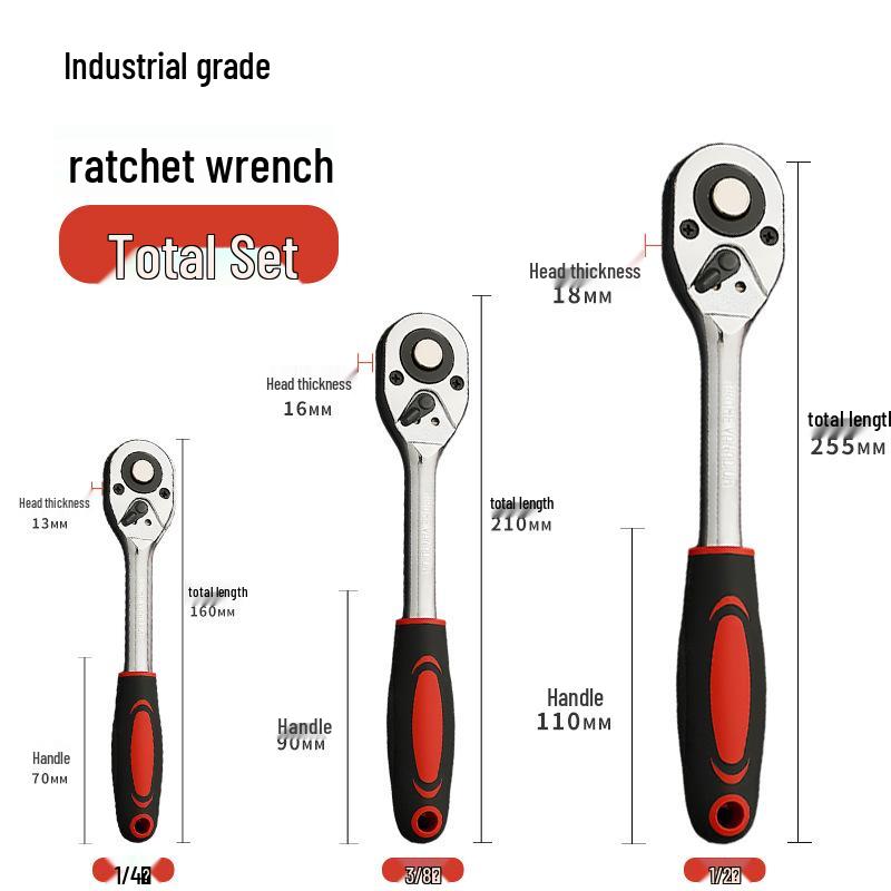 

Большой/Средний/Малый 24-зубцовый трещоточный ключ с быстросъемной головкой