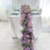 Uflower 200cm Elegant Atficial Purple Flower Row Runner Artificial Center Stage Background for Wedding Home Party Decoration