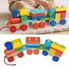 Wooden Stacking Block Train Toy Building Blocks Interactive Game Towable Early Learning Toys for 2-4