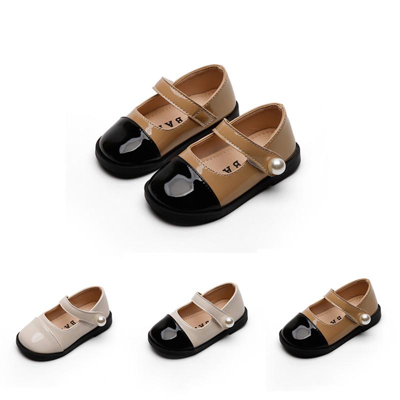 Baby Girls Leather Shoes Kids Flats for School Toddlers Children Dress Shoes Pearl Buckle Fashion Princess Sweet Cute Soft 21-30