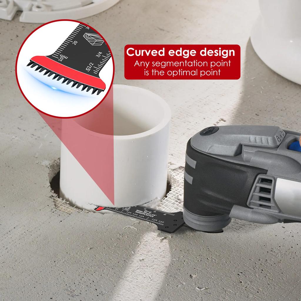 Tooth Oscillating Saw Blades Set Arc Edge Multi Tool Blades for Metal Wood Plastic Quick Release Long Reach Multi Tool Blades