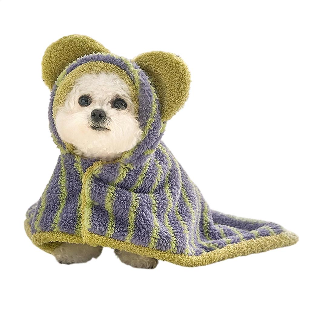 Dog Bathrobe Super Absorbent Quick-Dry Dog Bathrobe Soft Striped Towel Robe for Pets cat pet bath large Bathrobe Pet supplies