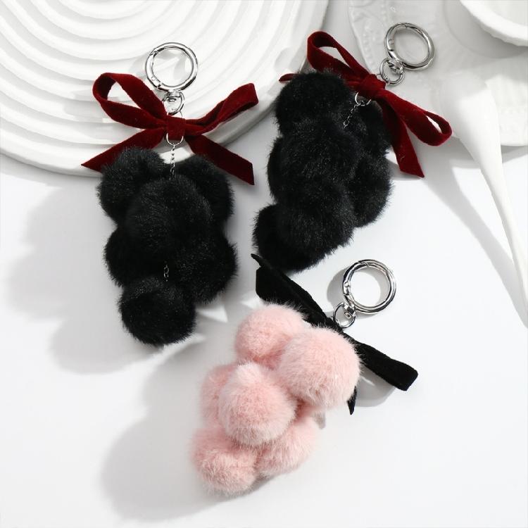 Unique Grape Plush Keychain with Bowknot Soft Grape Pendant Plush Bowknot Key Chain Lightweight for Daily Use Travel