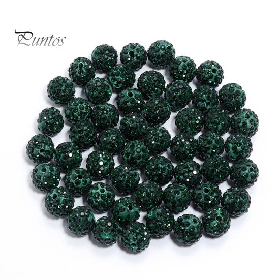 

100 шт., 10 мм, глиняные бусины со стразами, ледяная коллекция, бейсбольные блестящие стильные круглые бусины для DIY, ожерелье, браслет, серьги, ювелирные изделия зелёный
