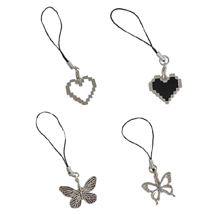 Butterflies Tassels Y2k Girl Heart Phone Rope Keychain Handmade Love Lanyard
