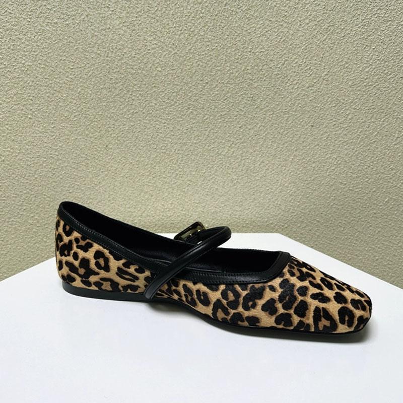 Scarpe Basse da Donna Moda Punta Tonda Stampa Leopardo Scarpe Casual da Donna Traspiranti Slip-on Outdoor Morbide Scarpe Mary Jane Zapatos