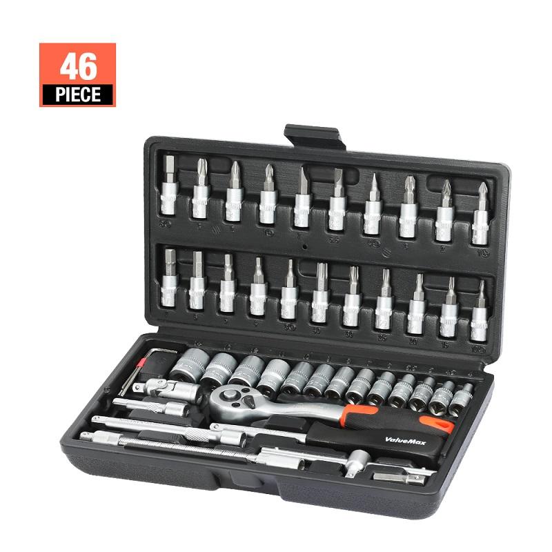 Mechanical Tools Box For Home Diy 1/4 Socket Wrench Set Ratchet Screwdriver Bits Hand Tool Sets Car Repair Tool Kit (Silver,Hand Tool Sets Car Repair Tool Kit) серебряный