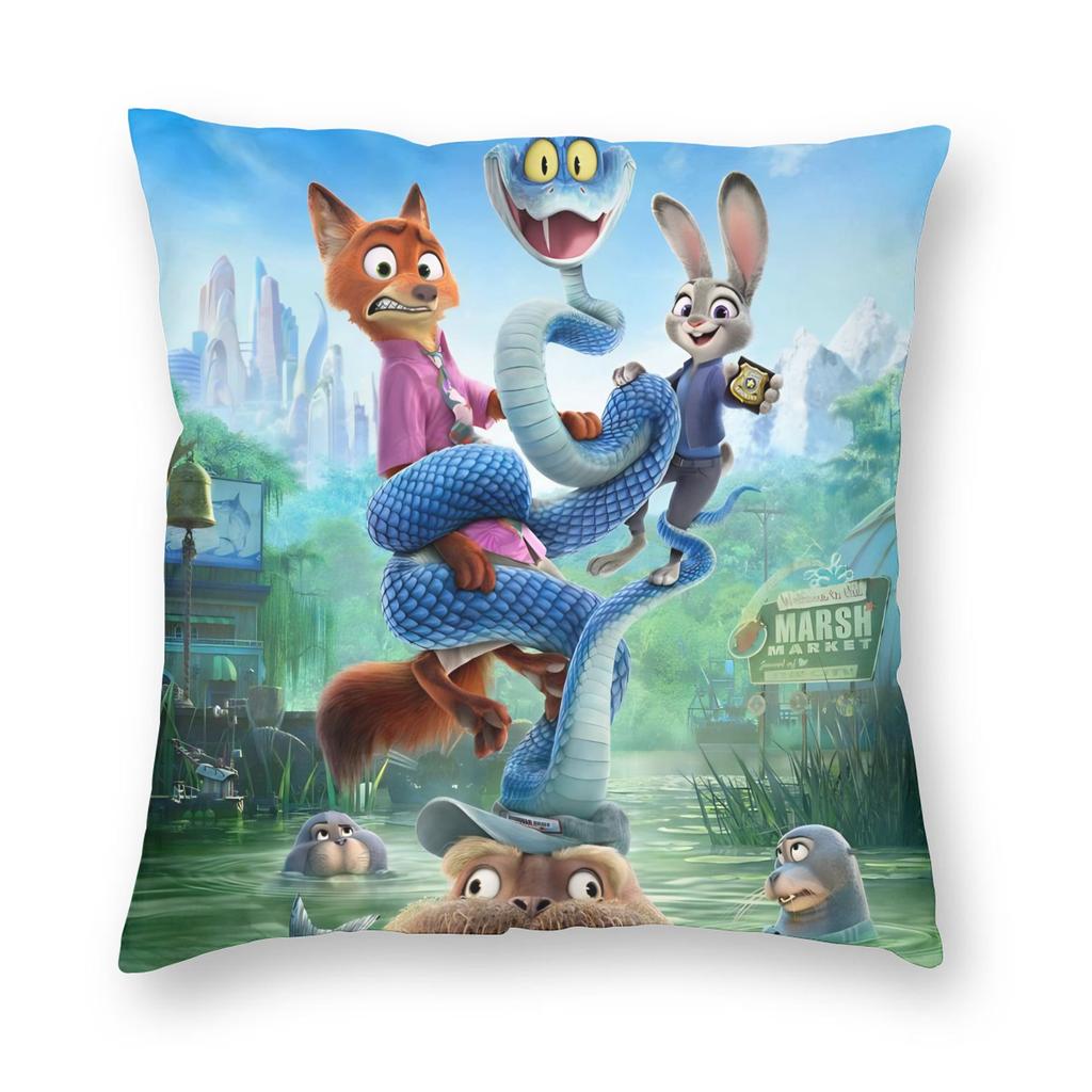 Cartoon Zootopia Judy Pillowcase Double-sided Printing Fabric Cushion Cover Gift  Throw Pillow Case Cover Home Square 18''