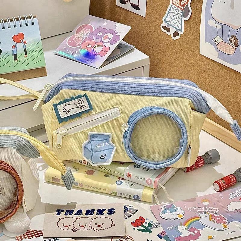 Adorable Large Capacity Burger Pencil Case Multi-Layer Student Japanese Style High Aesthetic Value Multi-Functional Stationery