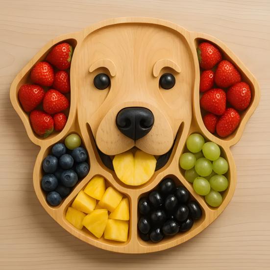 Wooden Serving Tray Dog Shaped Charcuterie Platter Appetizer Board for Cheese Meats Fruits Nuts Cookies