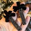 2PCS Black,Velvet,Hair Clips,Hair Clips,Glitter Diamonds,Premium,Rhinestones,Bow,Duckbill Clips,Forehead,Shattered Hair Clips,Ba