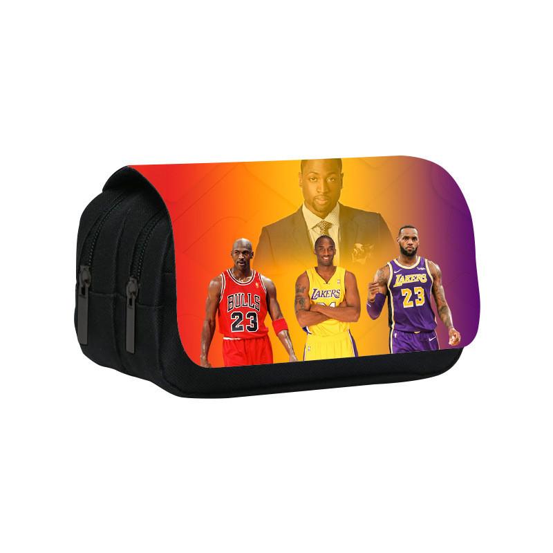 Kobe Bryant Double Layer Pencil Case With Nylon Material For Students And Nba Fans