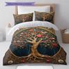 Tree of Life Pattern Bedding Quilt Set Quilt Cover Pillowcase Home Decoration Gift (1 * Duvet Cover + 2 * Pillowcase, Without Core)