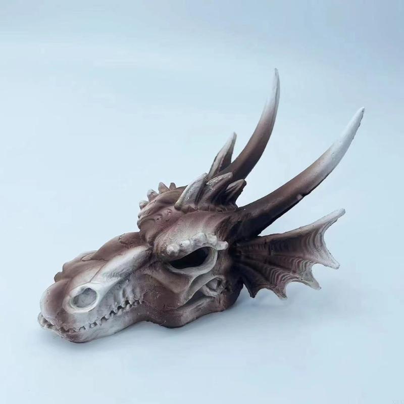 Landscaping Decorations Resin Dinosaur Skull Shelter House Aquariums Ornaments X3UC