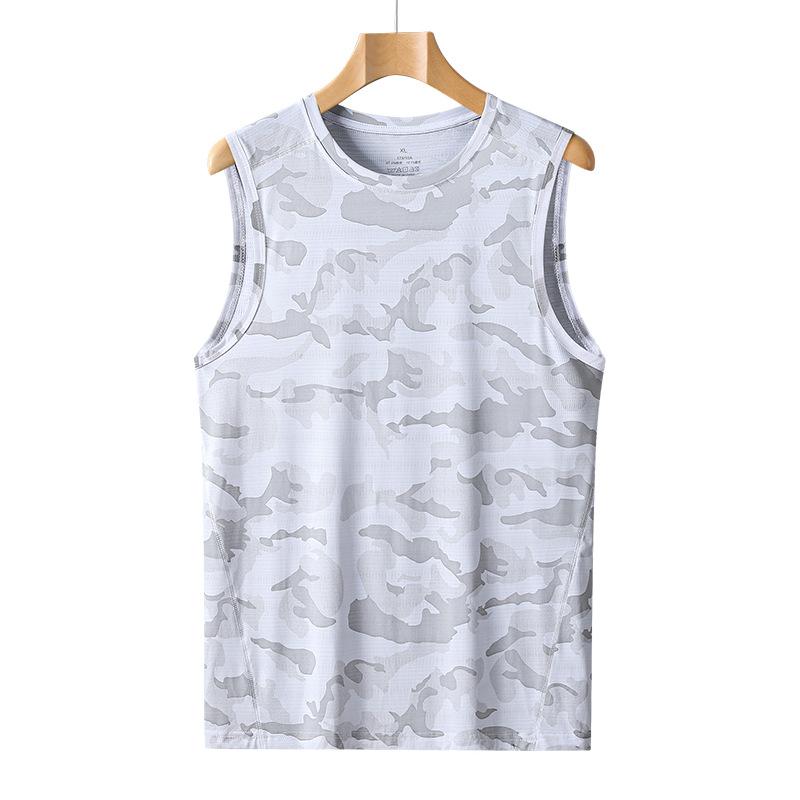 Pánské letní tričko s kulatým výstřihem bez rukávů Slim Fit Volné Tenké tričko Sportovní Volný čas Móda Prodyšné tričko Camo Running Odolné tričko