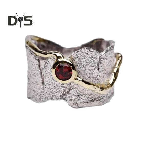 

Нерегулярные стразы широкое кольцо для мужчин и женщин красный кубический цирконий кольцо винтажные украшения для нее US 8 A