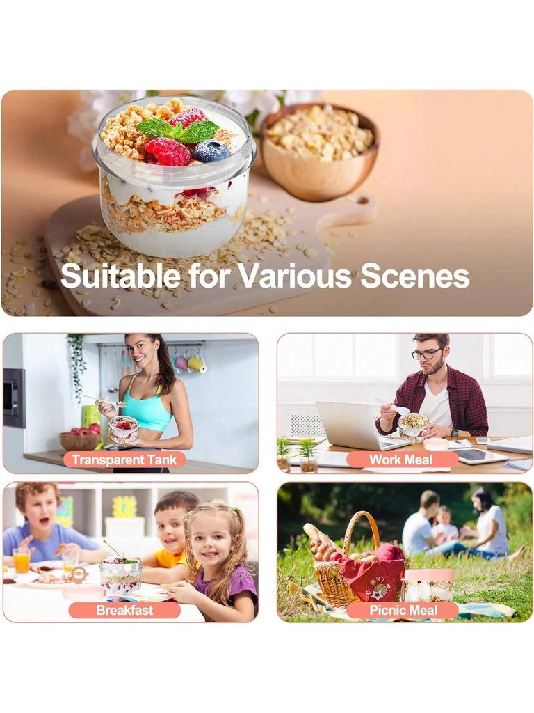 Overnight Oats Containers with Lids,Oatmeal Container To Go with Lids and Spoon Leak-proof ,Breakfast On The Go Cup