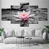 5 Pieces Natural Landscape Black and White Lotus Canvas Painting Posters and Prints Wall Picture Living Room Home Decor No Frame