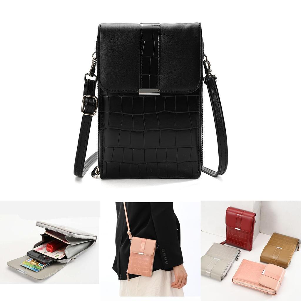 New 2023 Women's Crocodile Pattern Belt Buckle Cover Bag Multi-functional Mini Phone Bag Pu Leather Material