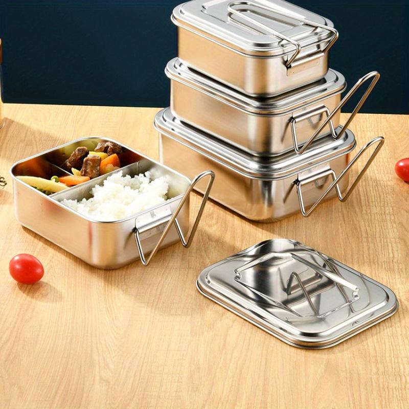 1PC Vintage Stainless Steel Lunch Box Break and Leak Proof Lunch Box Food Grade 304 Stainless Steel Steamed Lunch Box Work Student
